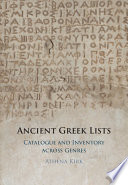 Ancient Greek Lists: Catalogue and Inventory Across Genres – PDF ebook