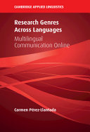 Research Genres Across Languages: Multilingual Communication Online – PDF ebook